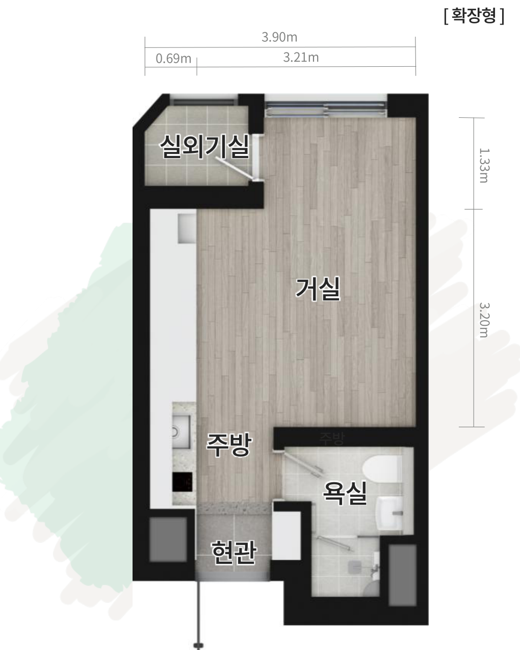신대방역 더하이브 퍼스트 아파트형주택 19B 평면도